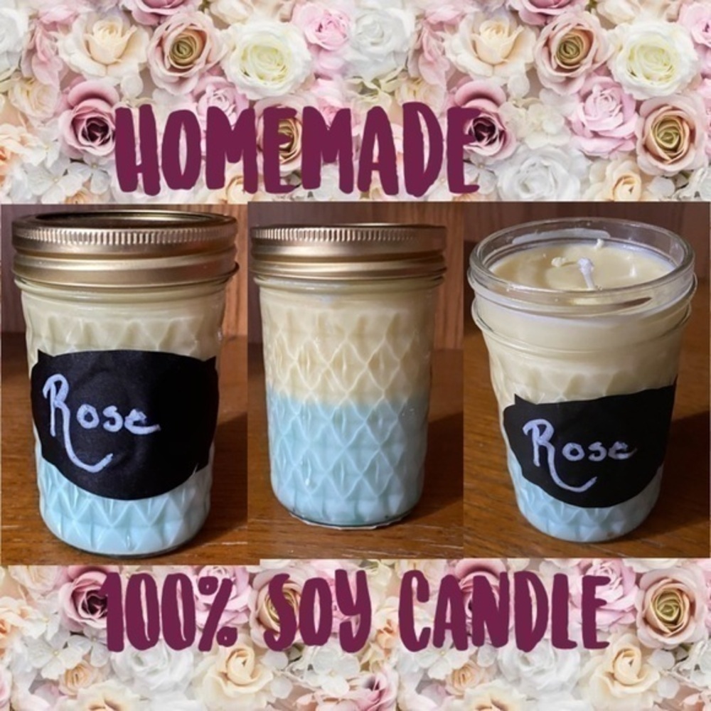 100% Soy Candle Rose Scented 8 oz​